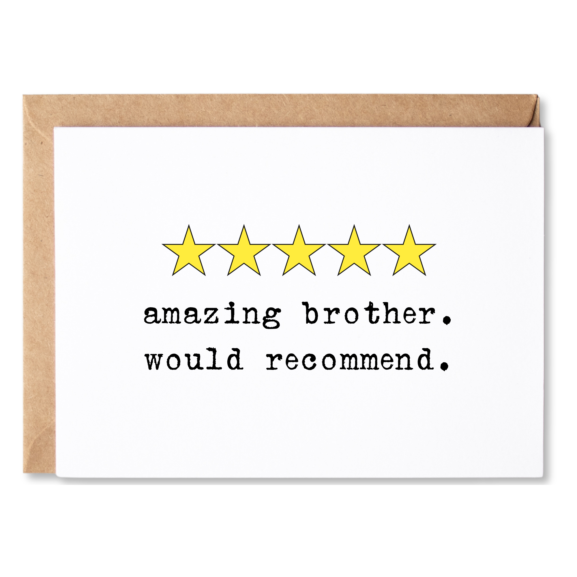 funny all occasion or birthday card | 5 star brother - would recommend | blank greeting card | INK064