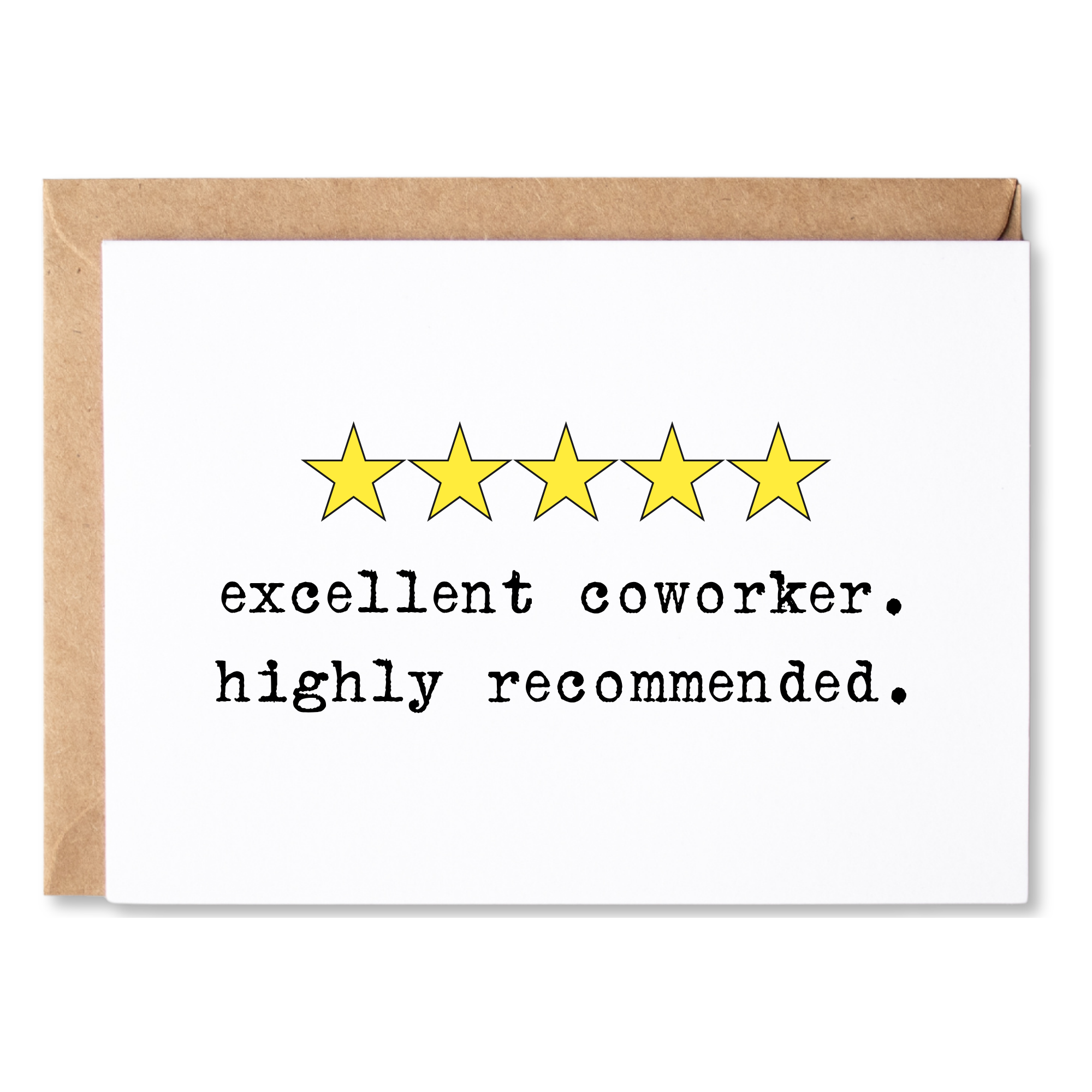 funny all occasion, leaving job, or birthday card | 5 star coworker - highly recommended | blank greeting card | INK076