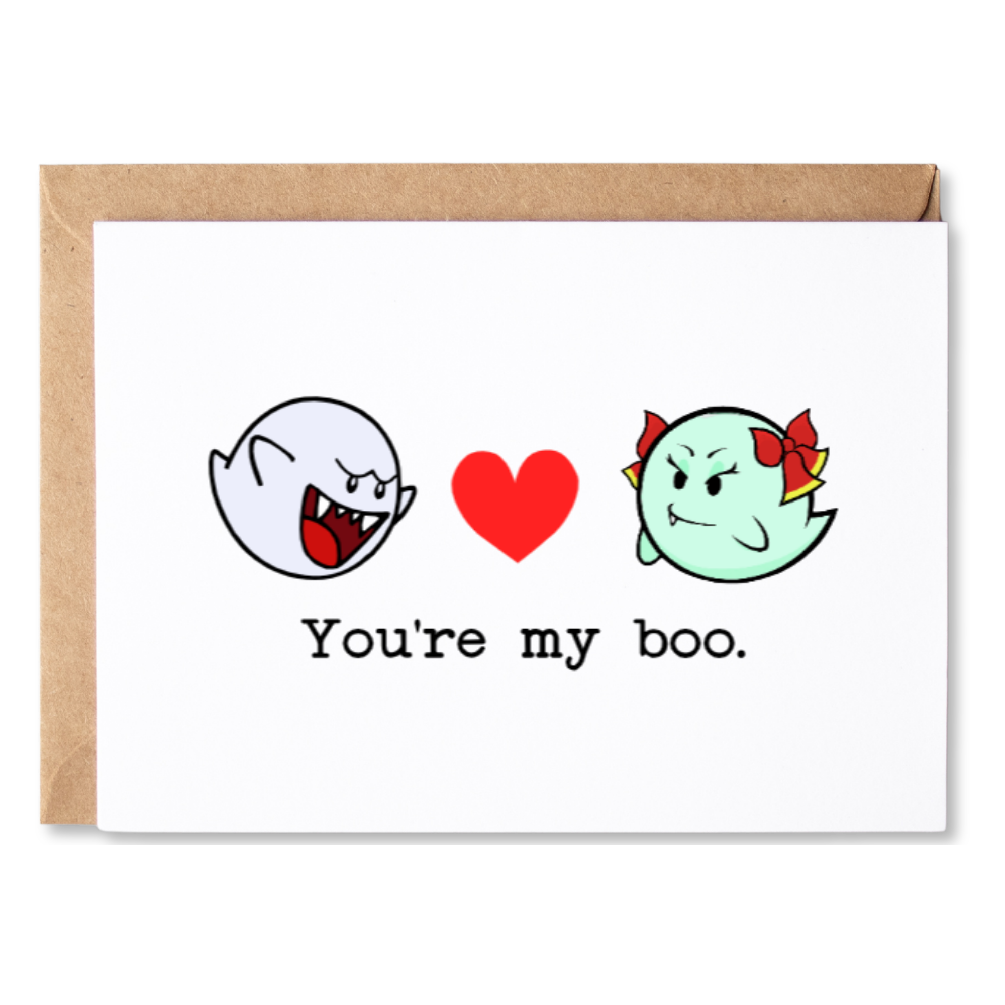 cute video game valentine's day, love, anniversary or anytime card | you're my boo | blank greeting card | INK182