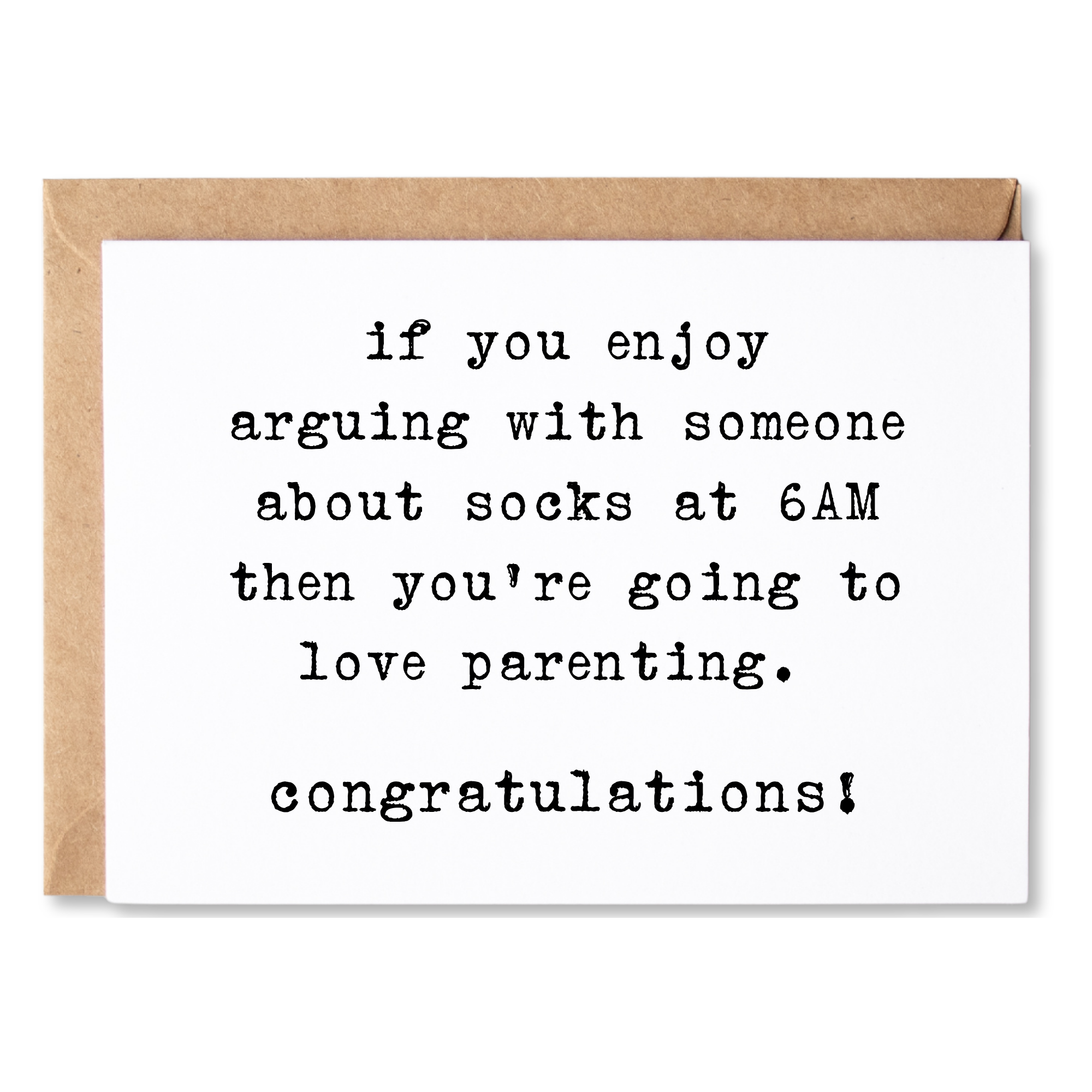 ARGUING ABOUT SOCKS BABY SHOWER CARD