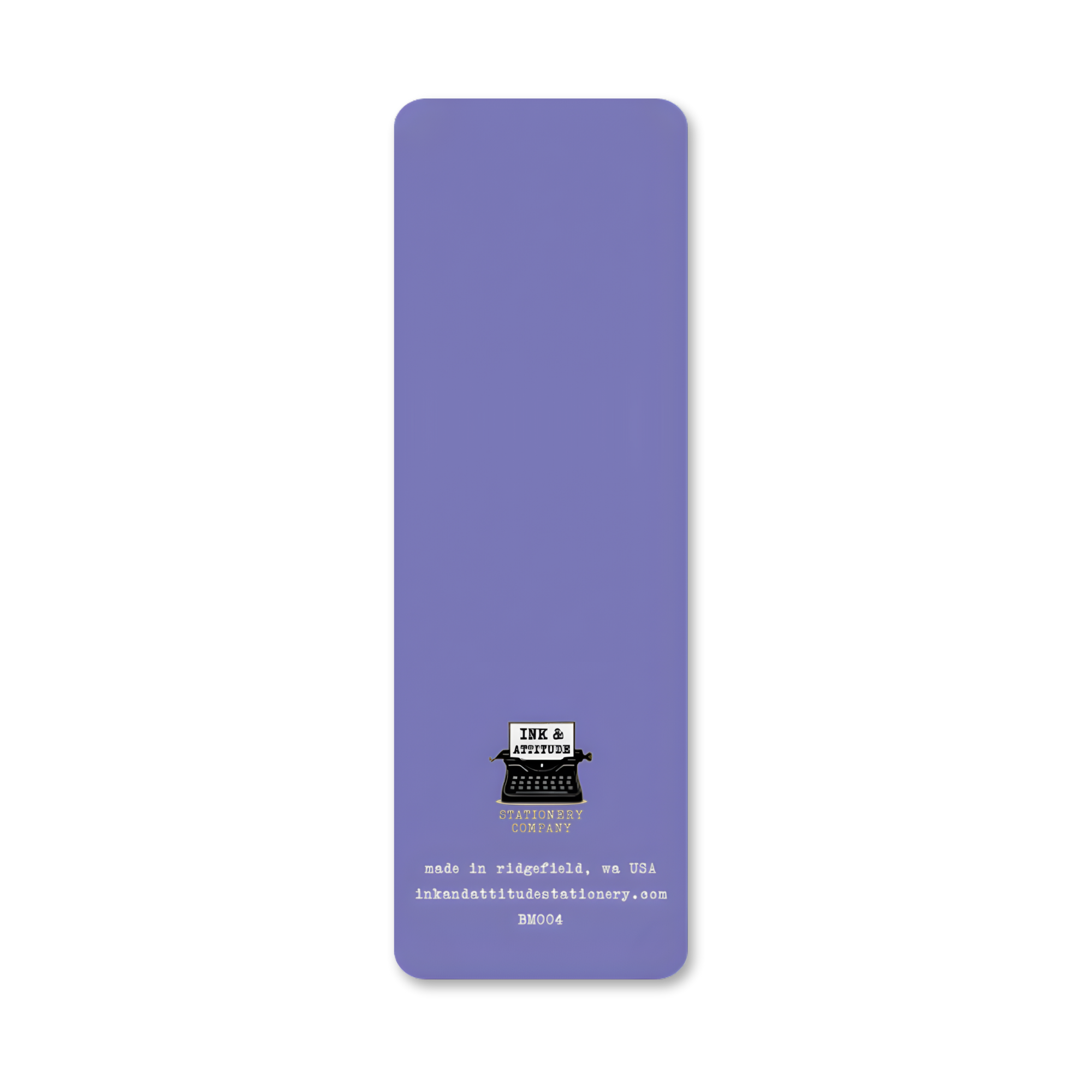 purple bookmark with company logo