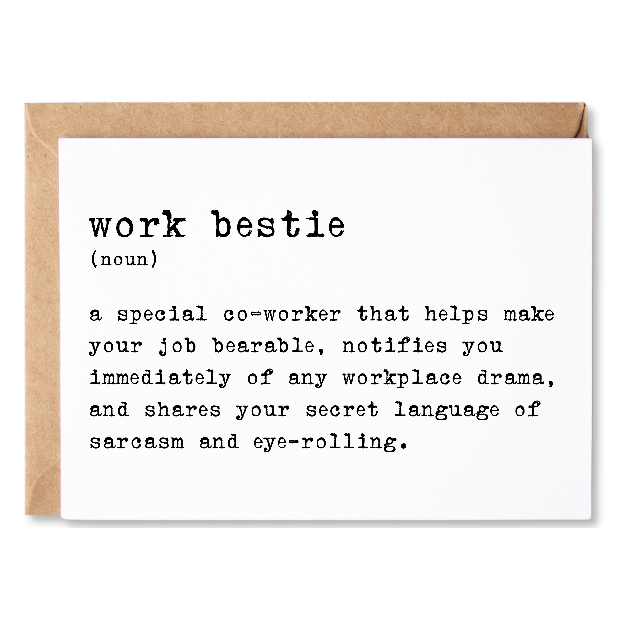 funny coworker anytime card | work bestie definition | blank greeting card | INK006