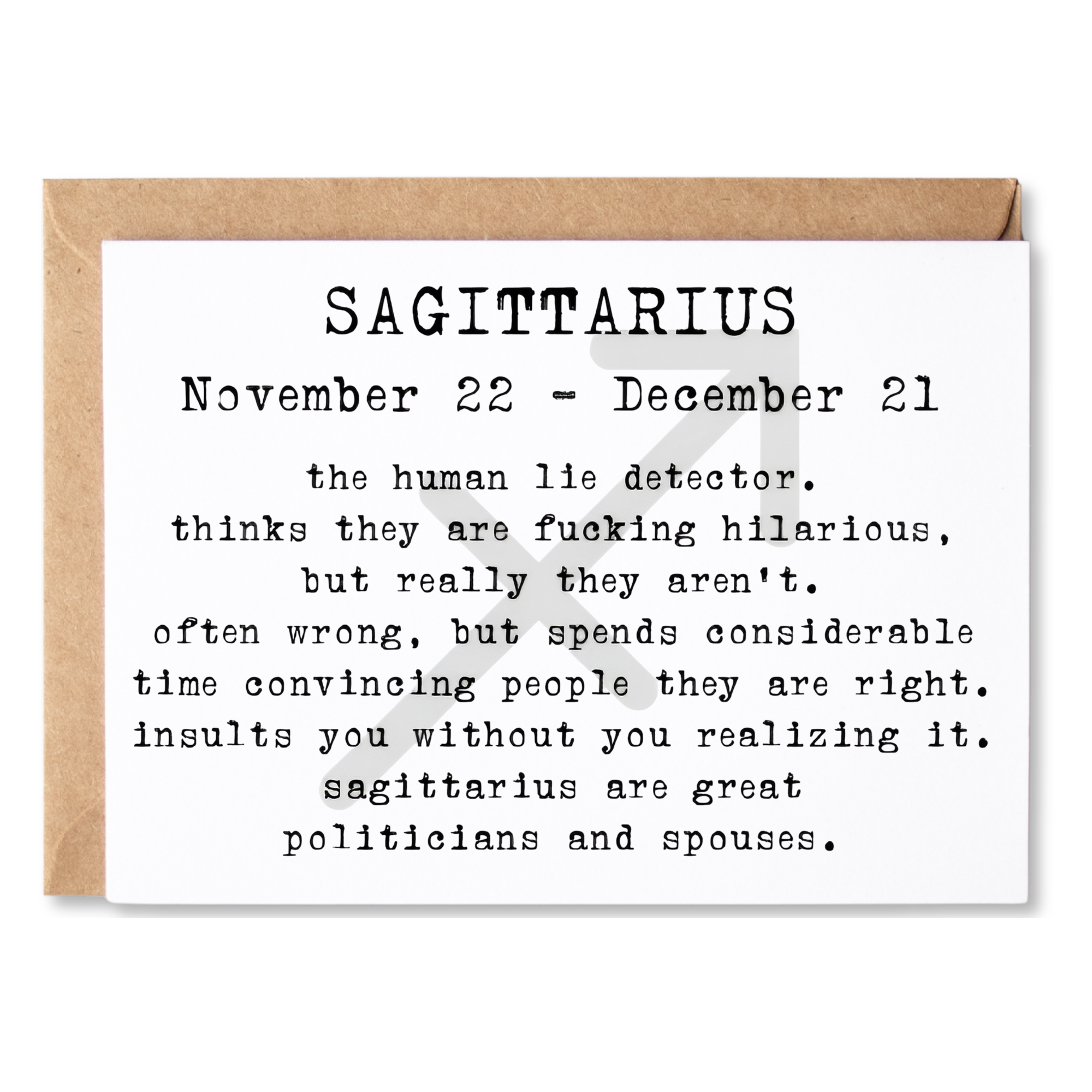 funny birthday card | sagittarius definition - november 22 - december 21 | blank greeting card | INK111