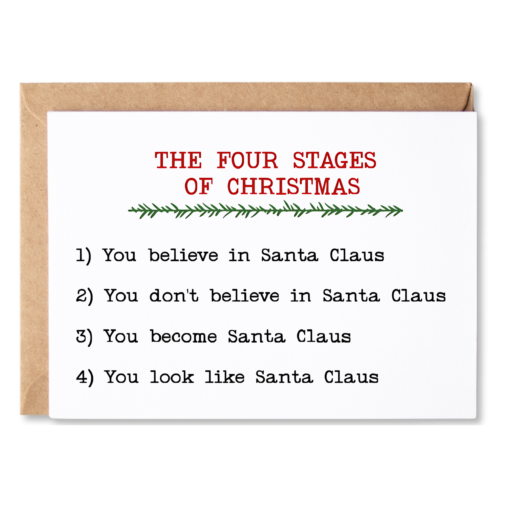 cute christmas card | the four stages of christmas | blank greeting card | INK133
