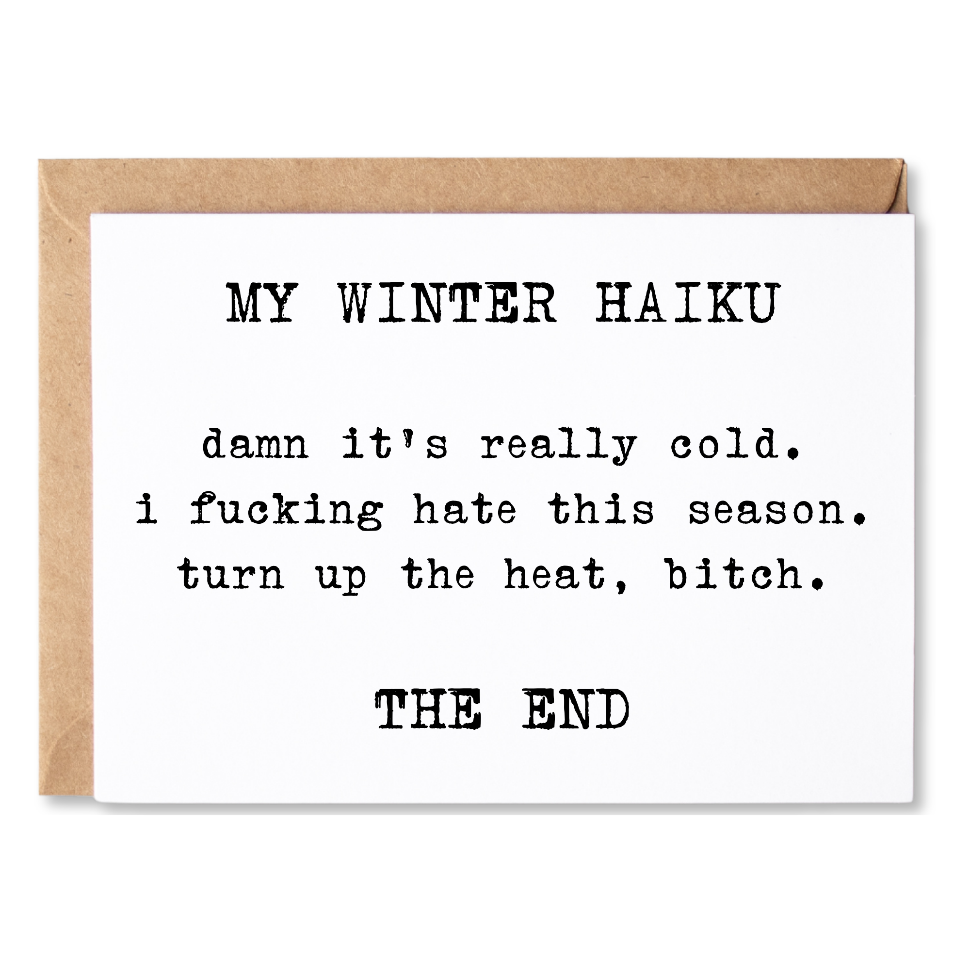 funny all occasion, thinking of you haiku poem card | my winter haiku | blank greeting card | INK155