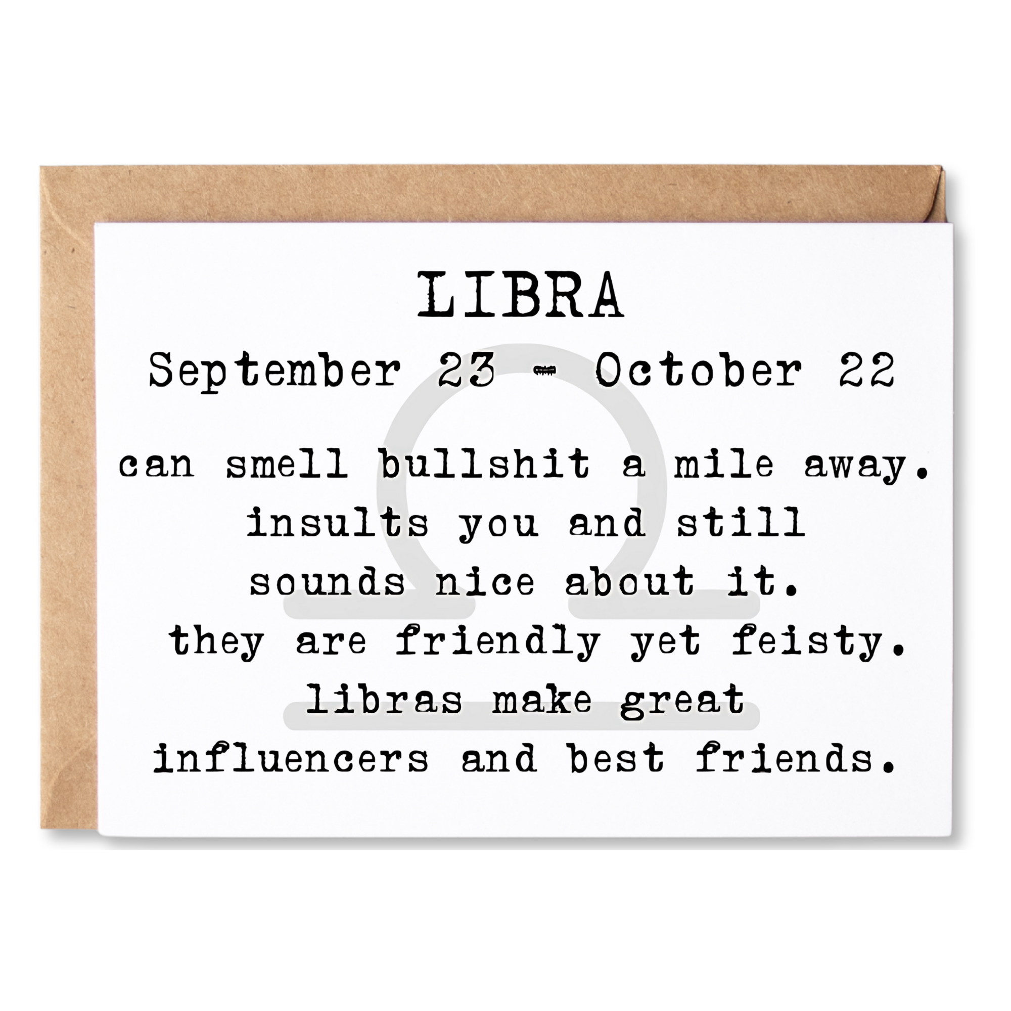 funny birthday card | libra definition - september 23rd - october 22nd | blank greeting card | INK219