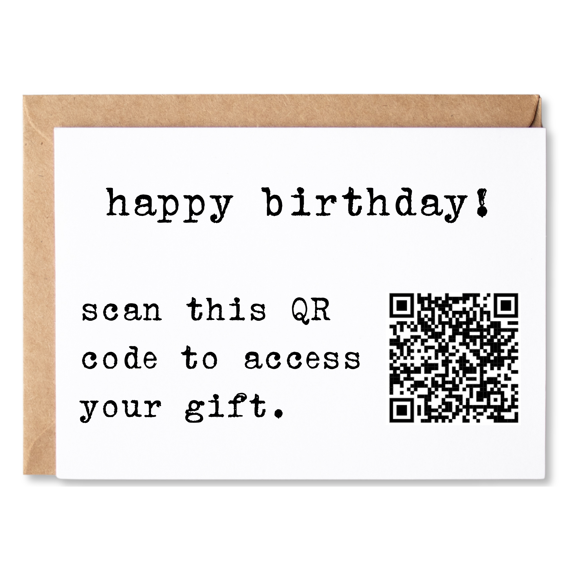 funny prank birthday card | rick roll your friends - happy birthday! scan the QR code to access your gift. | blank greeting card | INK231