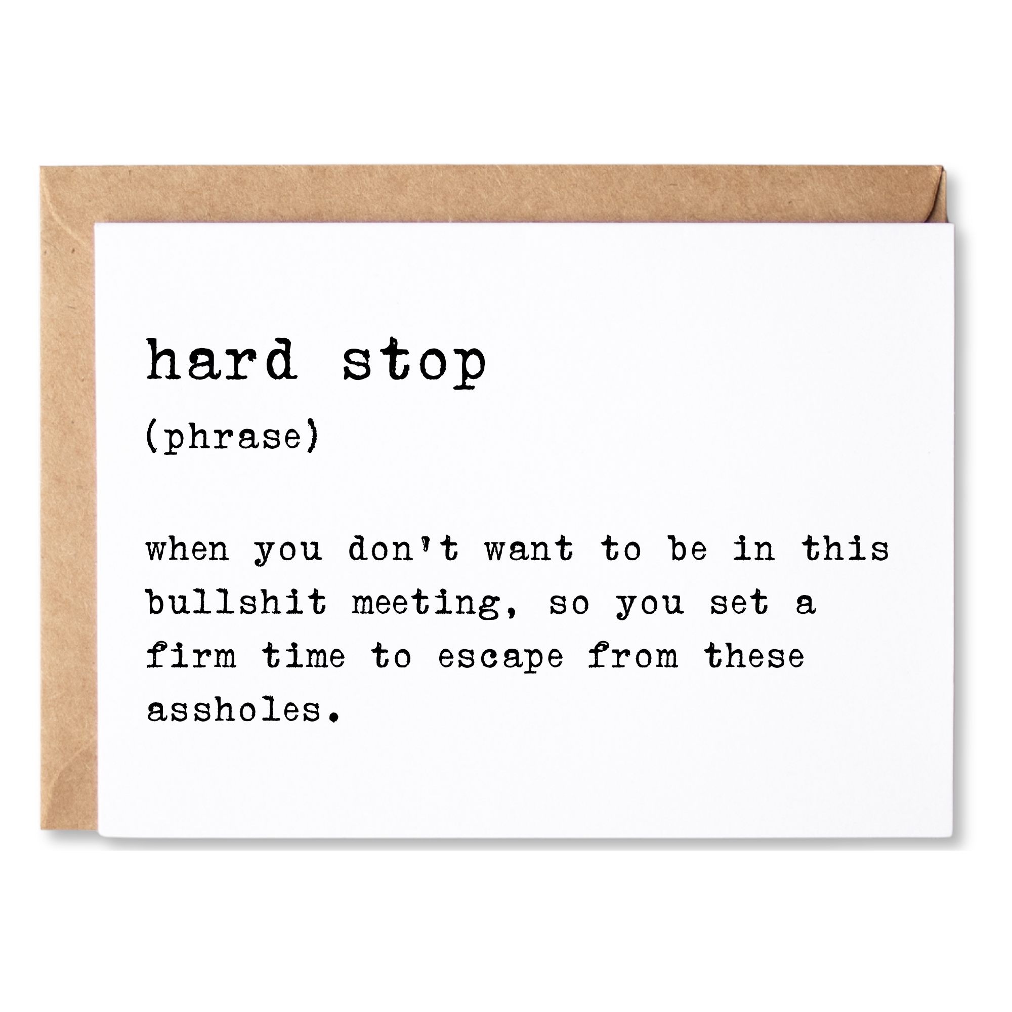 HARD STOP DEFINITION WORKPLACE HUMOR CARD
