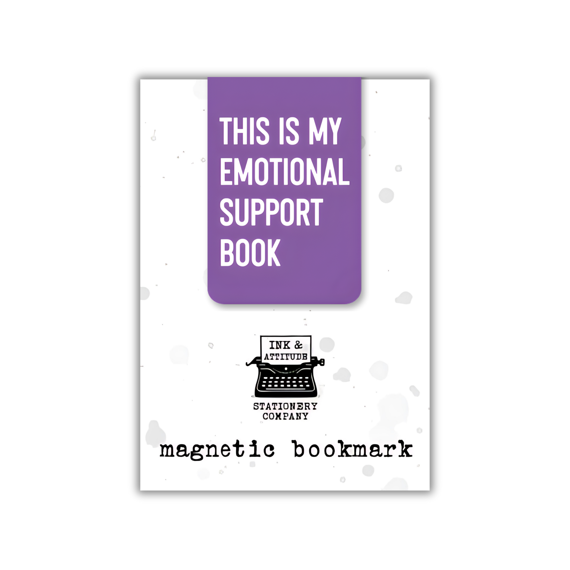Emotional Support Book with purple cover and white text on a white background