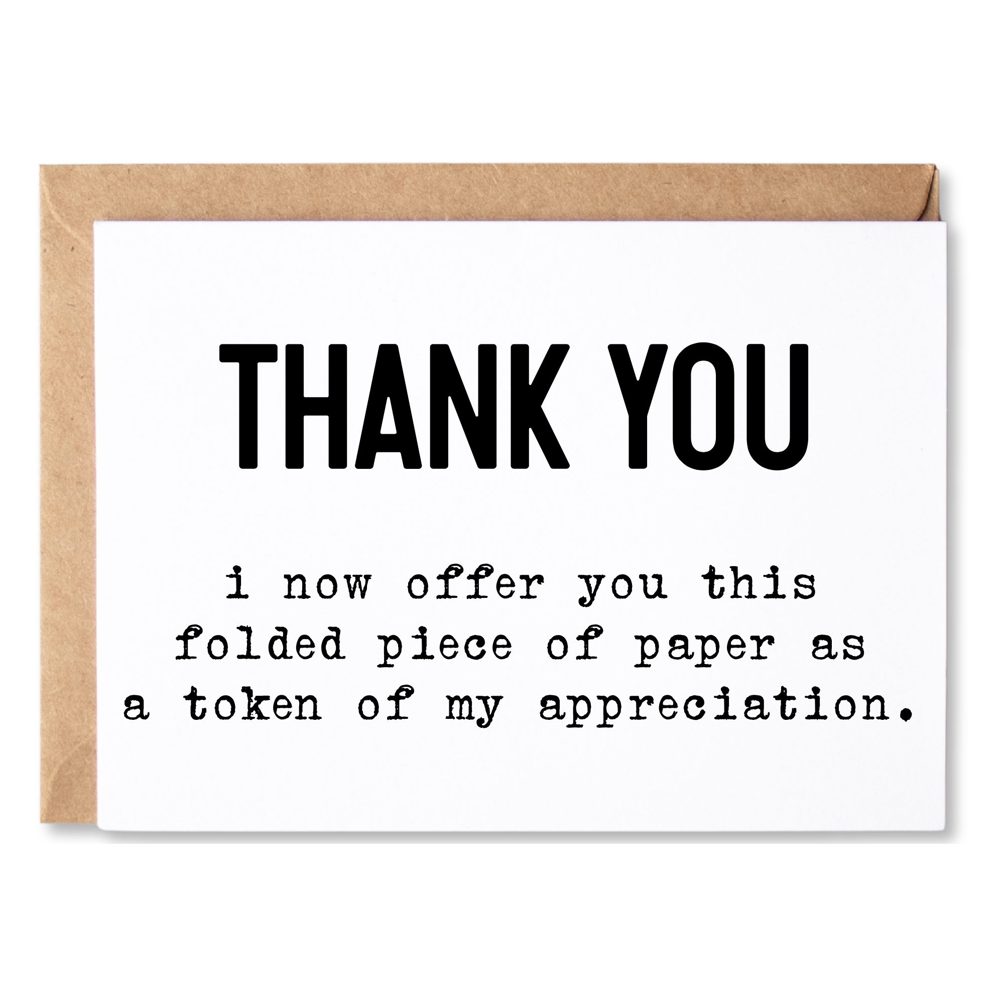 Greeting card with 'Thank You' text on a white background